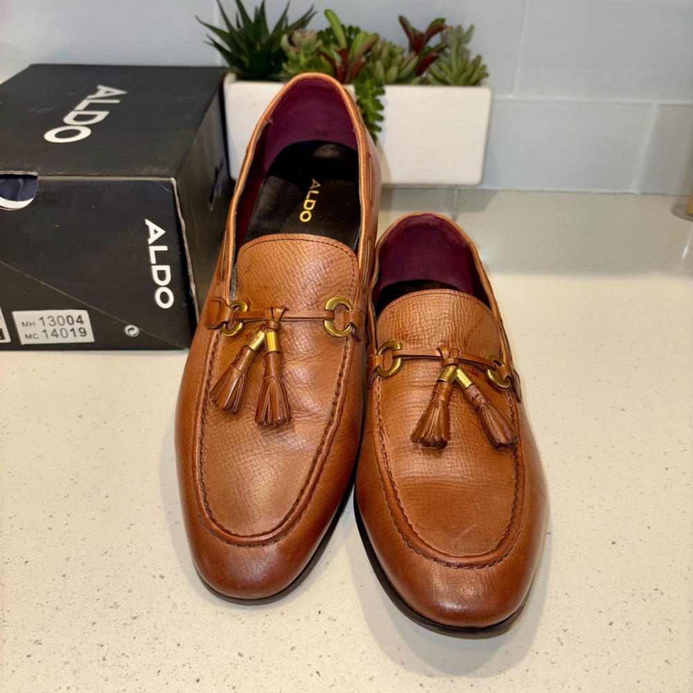 ALDO MENS SLIP ON DRESS LOAFER OLALEVIEL 10.5 US COGNAC - Picture 5 of 8
